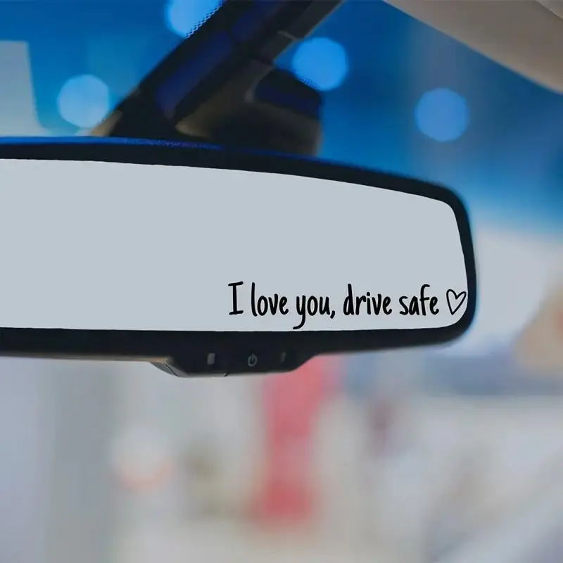 4x English "I Love You Drive Safe" Waterproof Vinyl Car Rearview Mirror Decals, Car Accessories, Auto Accessories Interior, Gifts for Women, Romantic Vehicle Decor, Couple GF Gift - SummerVibes (Follow instructions before use), Decal For Cars, Vinyl Water