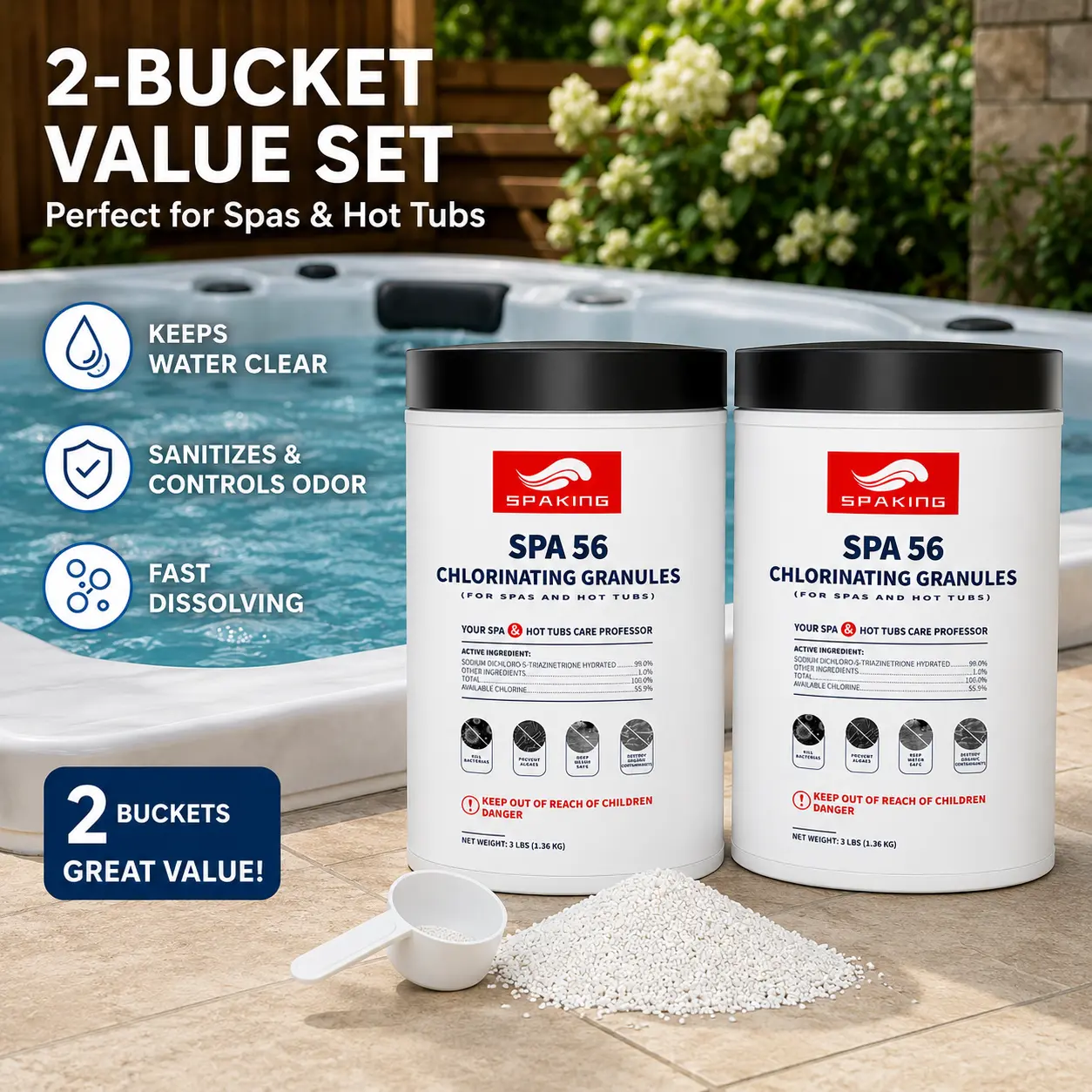 Premium Hot Tub Water Care Professor 2-Pack, 6 LBS Total - Fast Acting Spa Shock Treatment for Clean & Refreshing Spa & Hot Tubs Experience