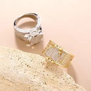 Vacuum Plated Copper with 5A+ Sri Lanka Zircon Love Ring Miami Italy Mexico & Micro Inspired for Women & Men Luxury Jewelry,Daily Wear,Casual Fashion,Gift Idea,Classic,Hip Hop,Simple,Sporty Style Cubic Zirconia Rings Heart Signet Ring