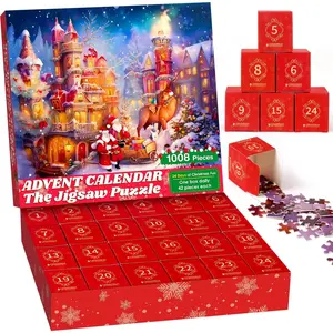Christmas 1008 Pieces Puzzle Advent Calendar, 24 Days of Christmas Countdown Calendar for Teenagers, Girls, Boys, Cool Gifts for Dads, Mums, Women, Men who have everything, Party Gifts, Unique Creations,family time,Winter Decoration