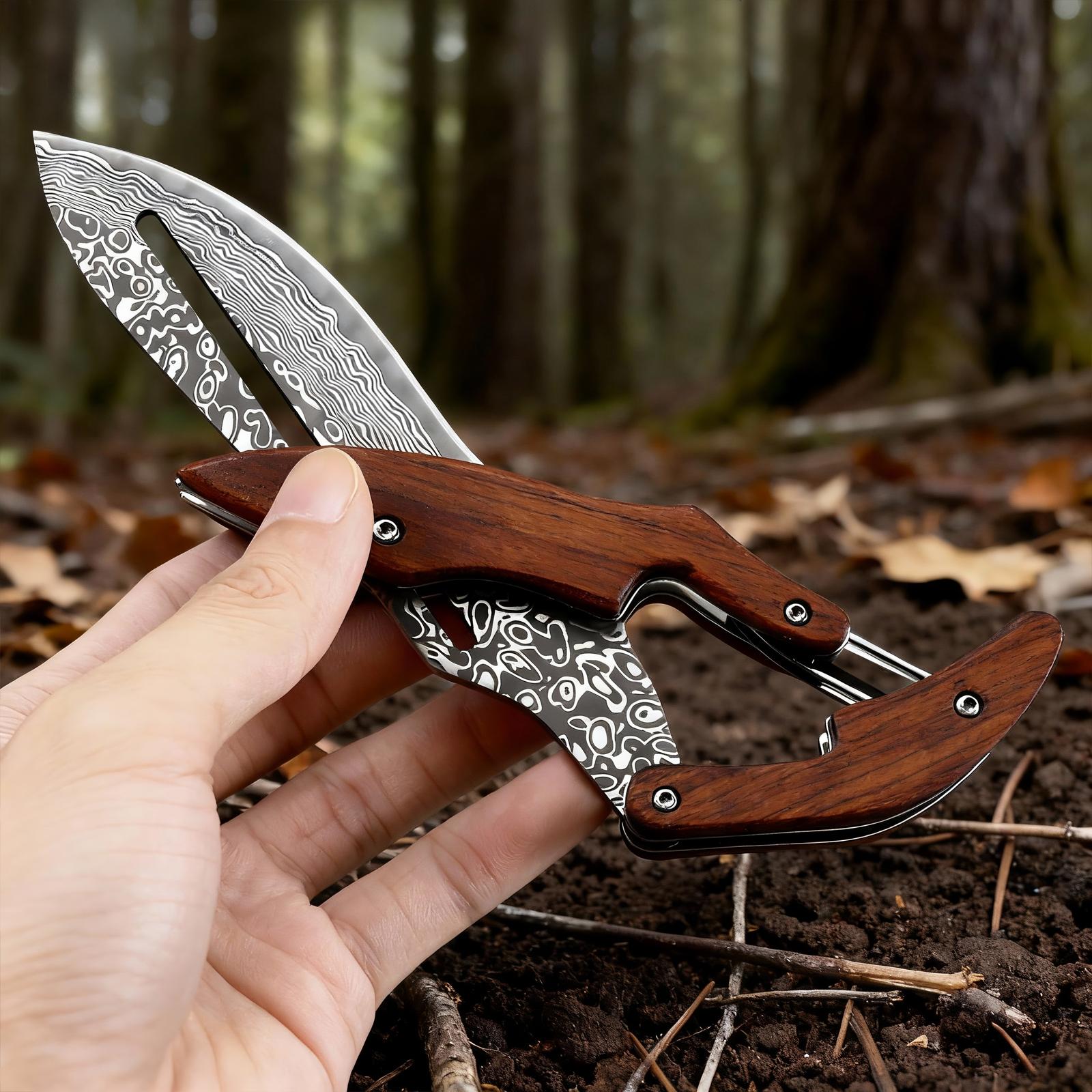 Outdoor Folding knife Stainless steel Fixed blade Wooden Handle EDC Pocket Knife Fishing knife Camping Hunting Tactical knife