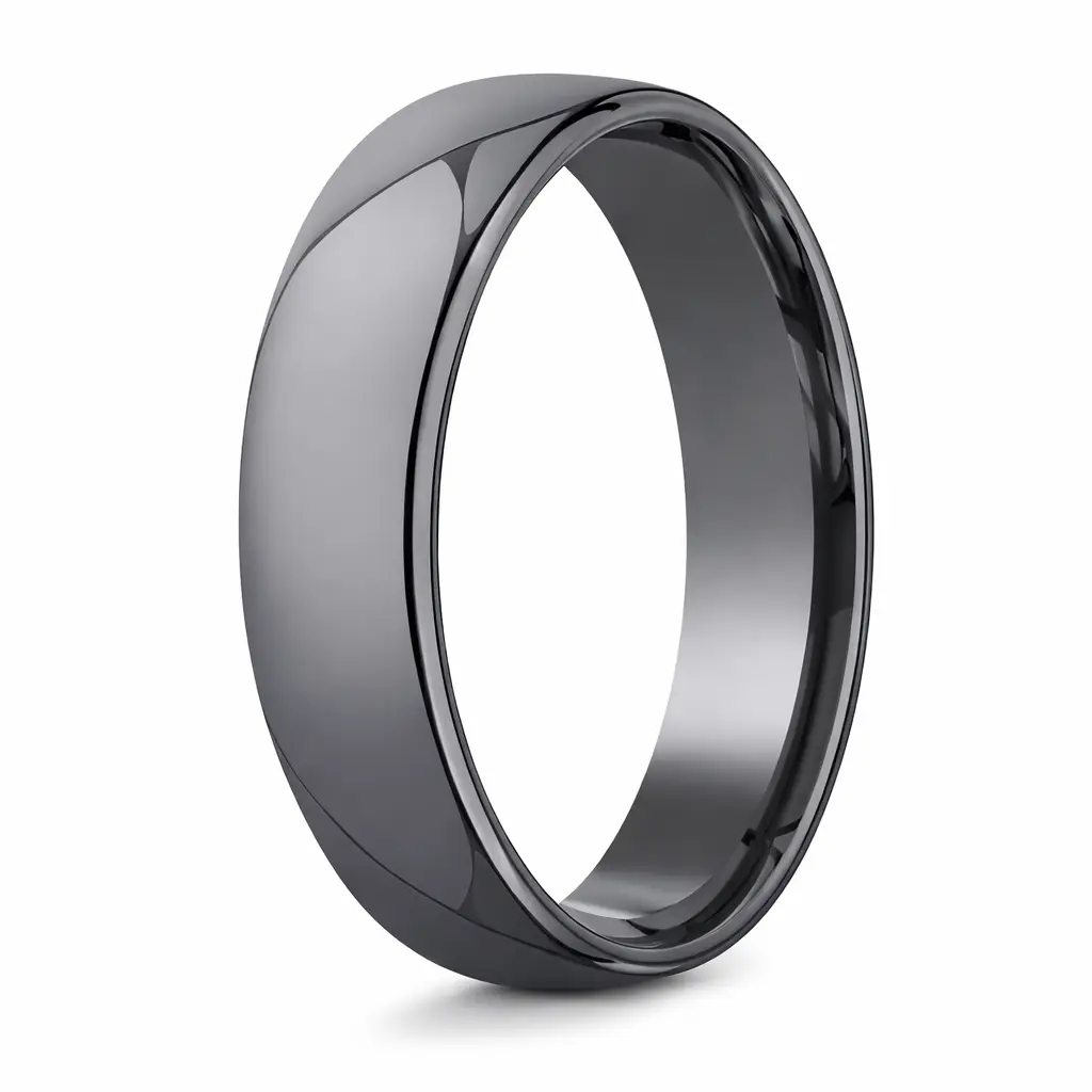 The Meridian  Dark Tantalum 6.5mm Domed High Polished Mens Ring