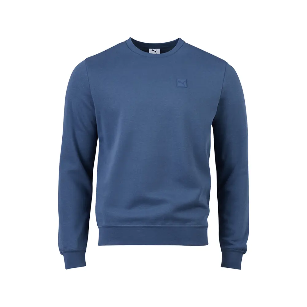 PUMA Mens Essentials Elevated Logo Crew Neck Sweatshirt Casual - Blue
