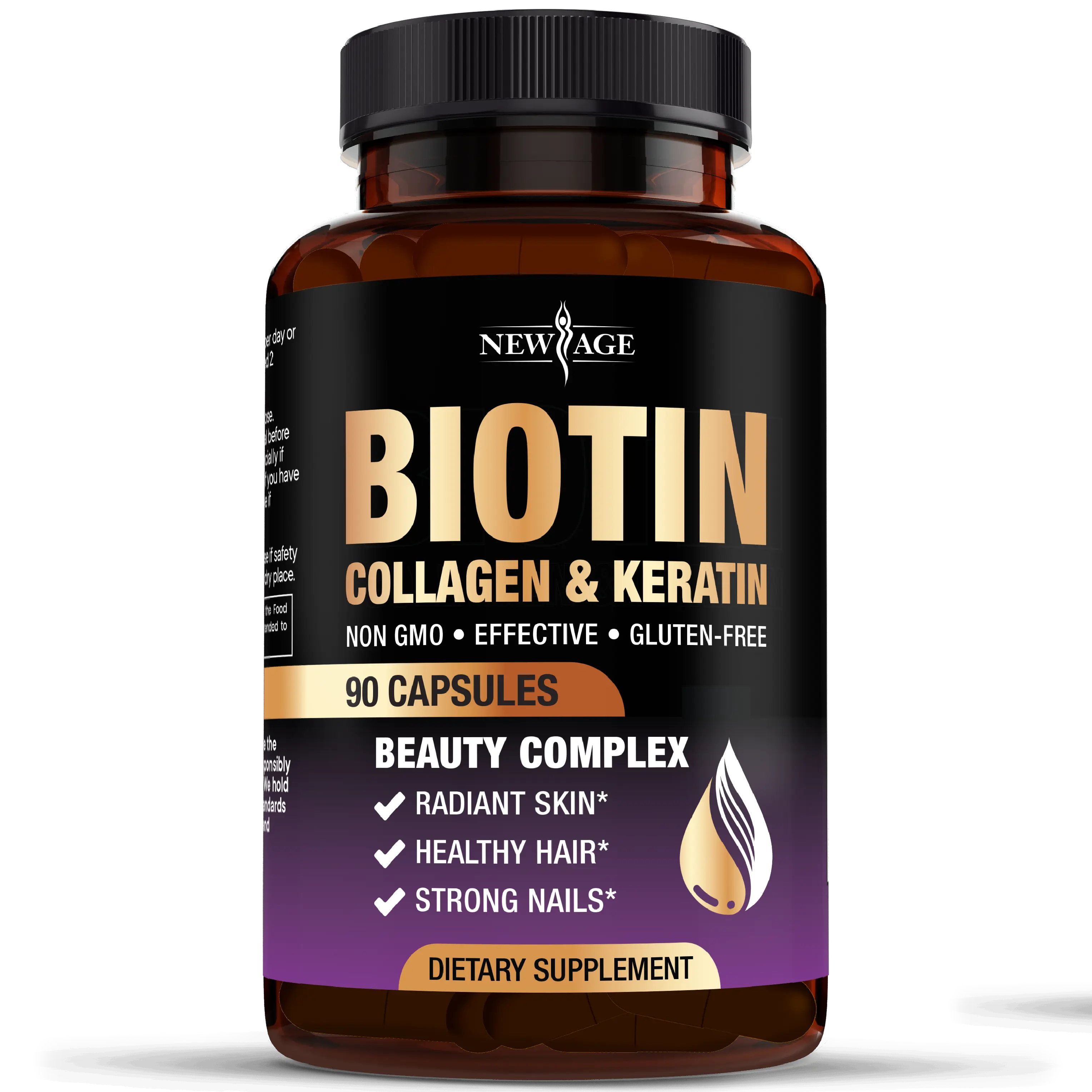 NEW AGE Biotin Collagen Keratin Hyaluronic Acid - 50,000mcg Hair Growth Vitamins for Men and Women, Nails, Hair, Skin Vitamins and DHT Blocker with Vitamin E Folic Acid Pumpkin Seed MSM- Capsules
