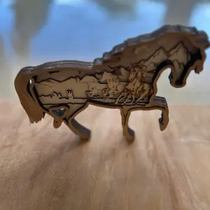 7-Layer 3D Horse Engraved Decorative Ornament for Home, Office Tabletop Display