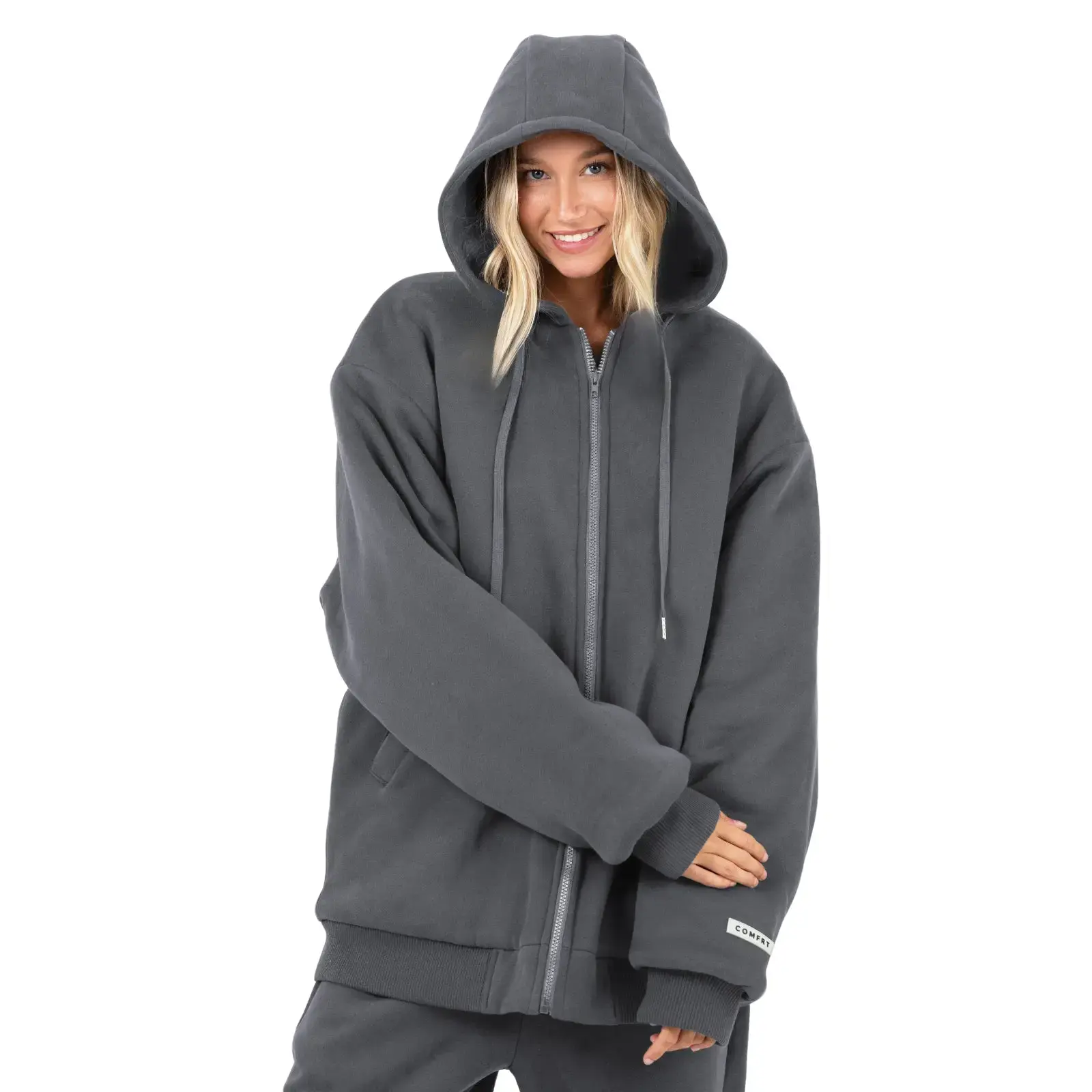 Comfrt | Weighted Hoodie | Calming Oversized Heavy 5lb Fleece Comforting Zip Up Sweatshirt Comfrt | Weighted Hoodie | Calming Oversized Heavy 5lb Fleece Comforting Zip Up Sweatshirt