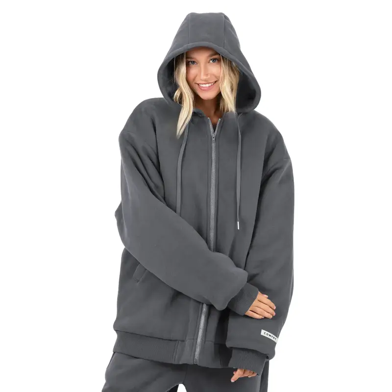 Comfrt | Weighted Hoodie | Calming Oversized Heavy 5lb Fleece Comforting Zip Up Sweatshirt
