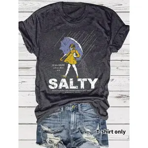 Salty All My F*cks Have Gone To Shore Graphic Tee, Funny Rainy Day Quote Shirt, Vintage Moody Design Top, Unisex Men Women Casual T-Shirt, Trendy Humor Apparel