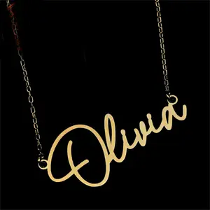 Olivia Custom Name Necklace Personalized Gold Plated Nameplate Customized Jewelry Gift for Women Birthday Anniversary Christmas Gifts
