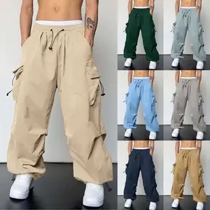 Oversized Cargo Parachute Pants For Men Y2k Hip Hop Wide Leg Pants Joggers Streetwear Vintage Baggy Casual Sweatpants