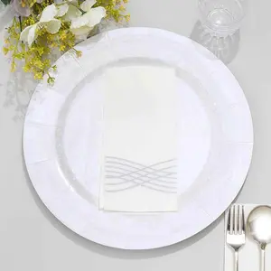 10-Pack Disposable Round Charger Plates 13" Iridescent with Leathery Texture - 1100GSM Sturdy Cardboard Placemats