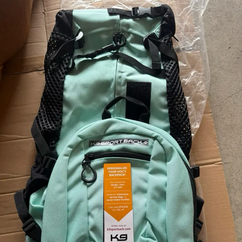 K9 Sport Sack Plus 2 Dog Carrier, Teal/Black Forward-Facing Hiking Pack, Size L