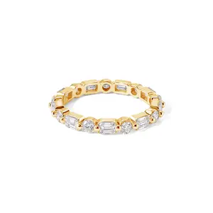 14k Eternity Band - Gold Ring with Elegant Baguette Diamonds for Everyday Wear or Special Occasions