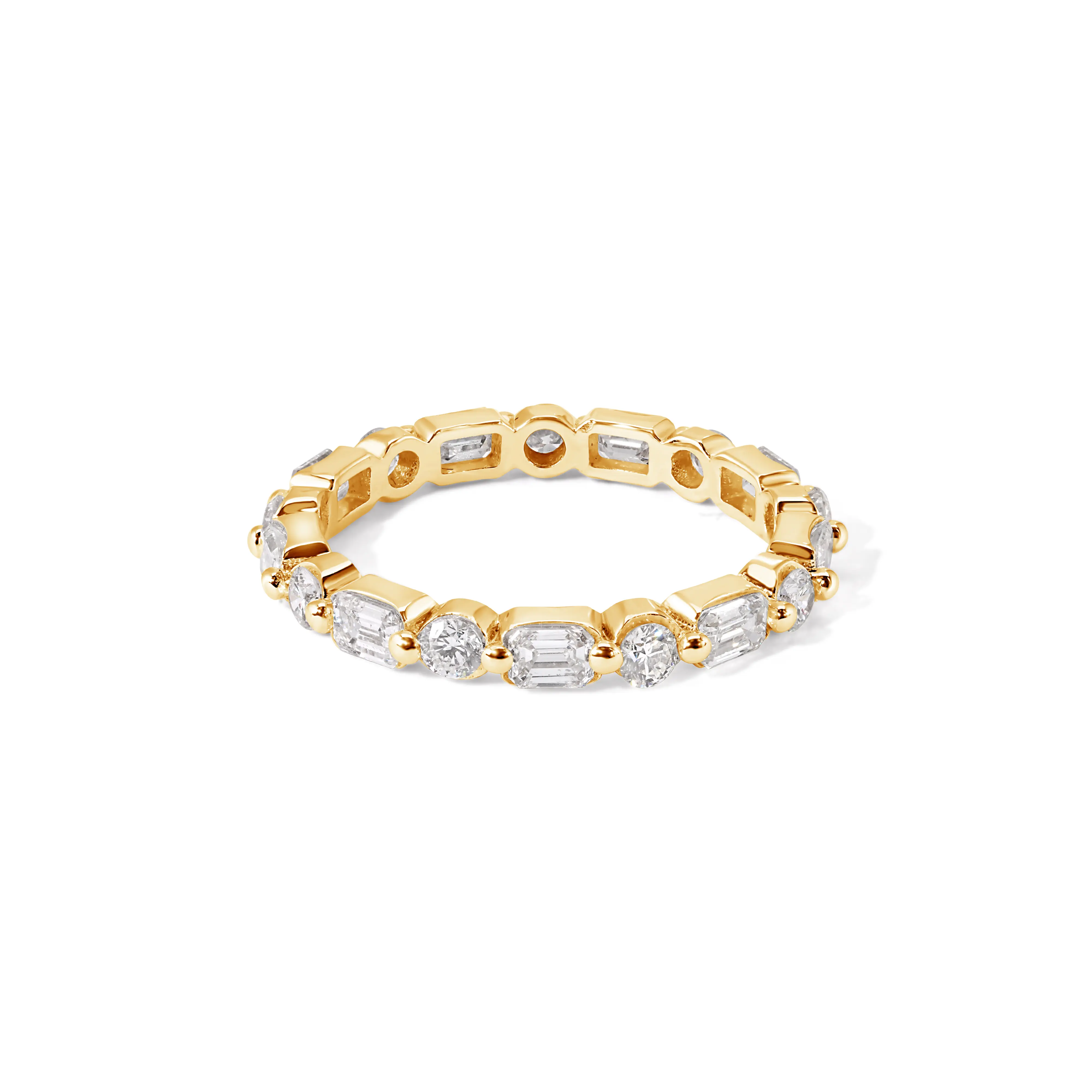 14k Eternity Band - Gold Ring with Elegant Baguette Diamonds for Everyday Wear or Special Occasions