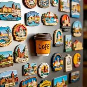 1pc Coffee Cup Magnet, 3D Magnetic Refrigerator Sticker, Realistic Food Resin Handmade Creative Magnet, DIY Kitchen Decor Accessory
