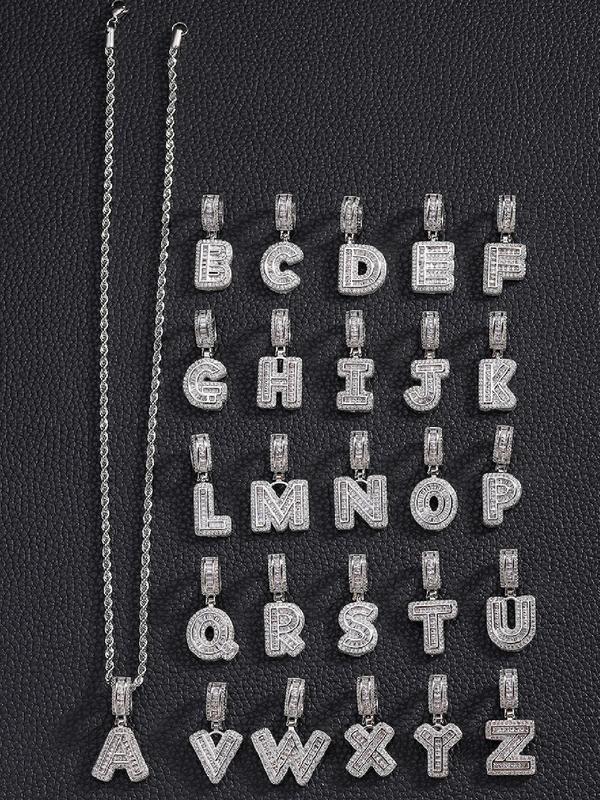 Zircon letter pendant necklace, party fashion jewelry, everyday outfit accessory, trendy and versatile exquisite birthday gift jewelry, letter necklace, name initial necklace, daily jewelry match