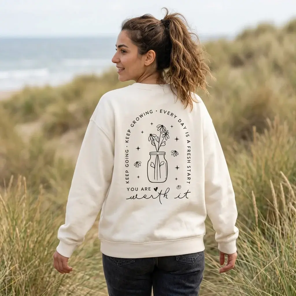 Crewneck Sweatshirt — "You Are Worthy" Floral Affirmation Sweatshirt
