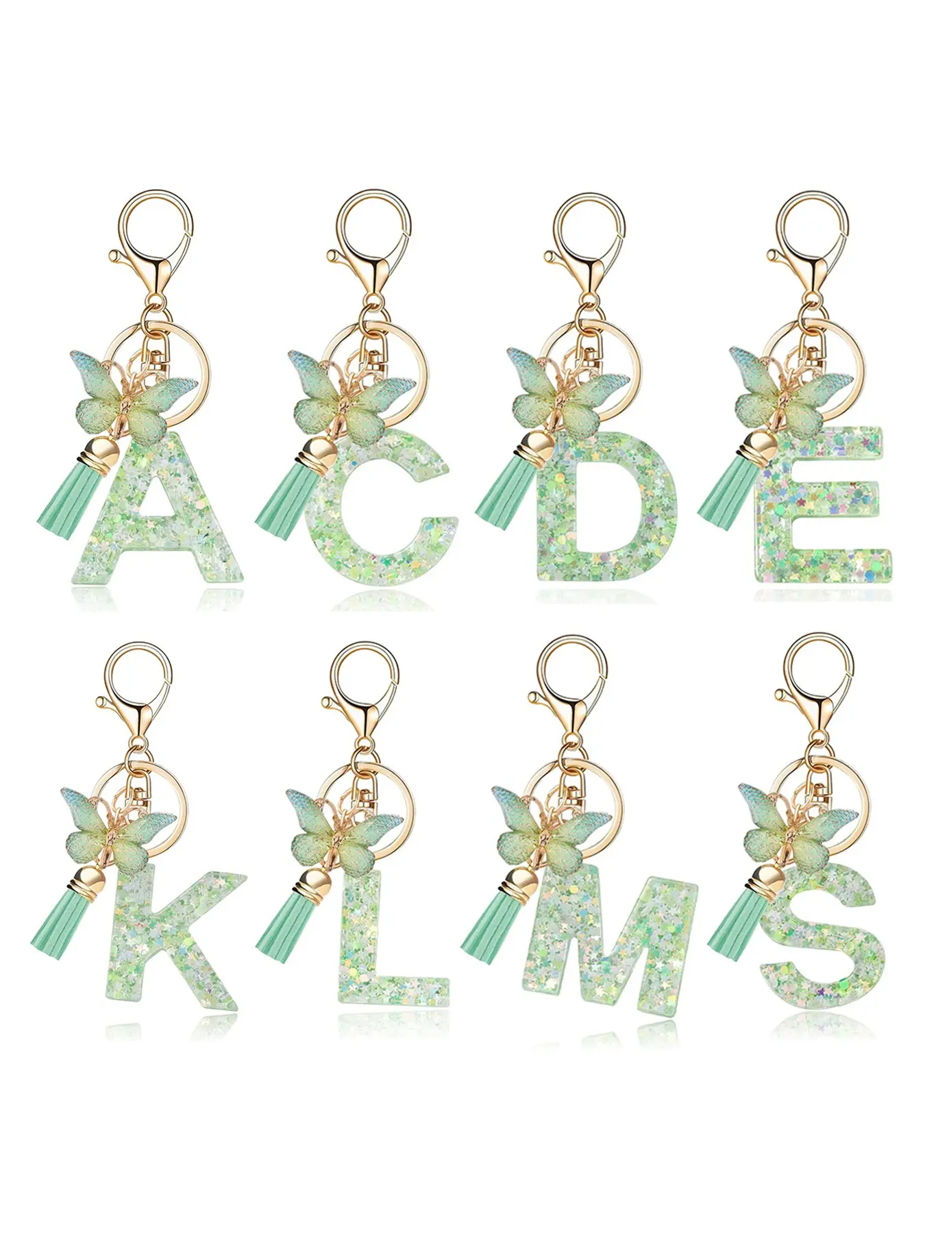 Cute Initial Keychain with Resin Glitter Butterfly Tassel, Capital Letters Pendant Personalized Key Chain for Women Girls Students Backpack Decor Gift, Trendy Cute Keychain, Stylish Keychain, Keychain For Bags, Keyrings