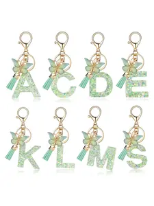 Cute Initial Keychain with Resin Glitter Butterfly Tassel, Capital Letters Pendant Personalized Key Chain for Women Girls Students Backpack Decor Gift, Trendy Cute Keychain, Stylish Keychain, Keychain For Bags