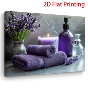 2D Flat, 1 Piece Wooden Frame Canvas Painting - Purple Shower Gel Wall Art, Elegant Home and Office Decoration, Perfect Christmas Gift for Her or Him, Living Room, Bedroom, Kitchen, Bathroom Decoration, Perfect Room Decoration