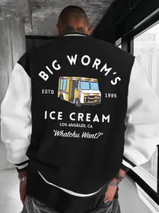 Men's Color Block Baseball Jacket, Retro Style Satin Sleeve Design, Streetwear Hip Hop Outerwear for All Seasons