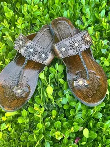 Traditional Hand-Tooled Leather Kolhapuri Chappals  Floral Cutwork Edition Footwear Walking Shoes