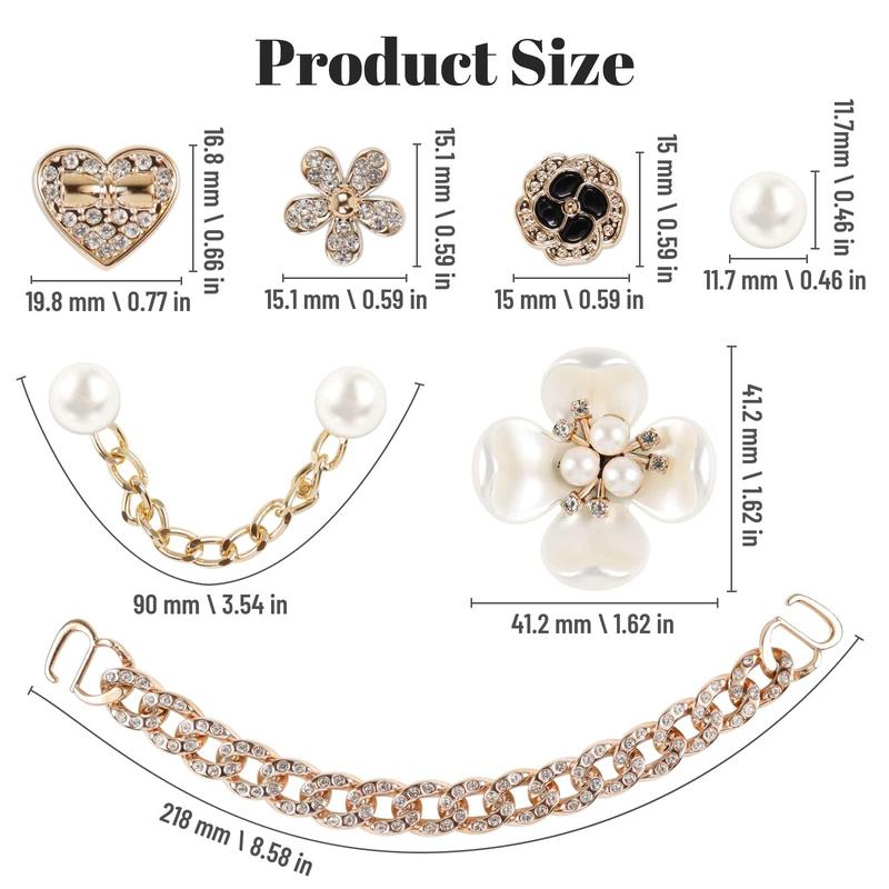18 Pcs Bling Shoe Charms for Women Flower Pearl Clog Shoes Accessories Fashion Crystal Rhinestone Charms Pearl Chain DIY Sandals Decoration for Christmas Birthday Party Favors