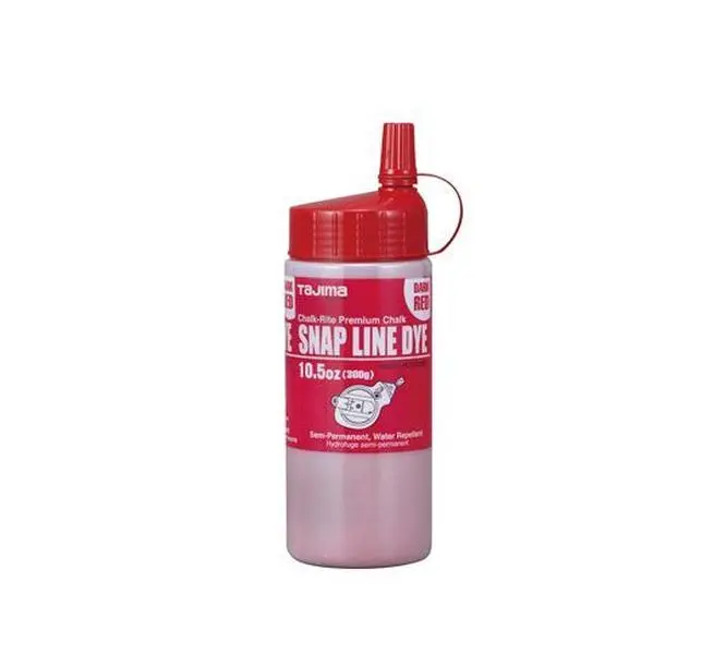Tajima PLC3-DR300 Chalk Snap-Line, 10.5oz Powdered Chalk Writing Tool with Micro Particles, 300g Semi-Permanent Red Dye for Office Stationery Supplies Marking