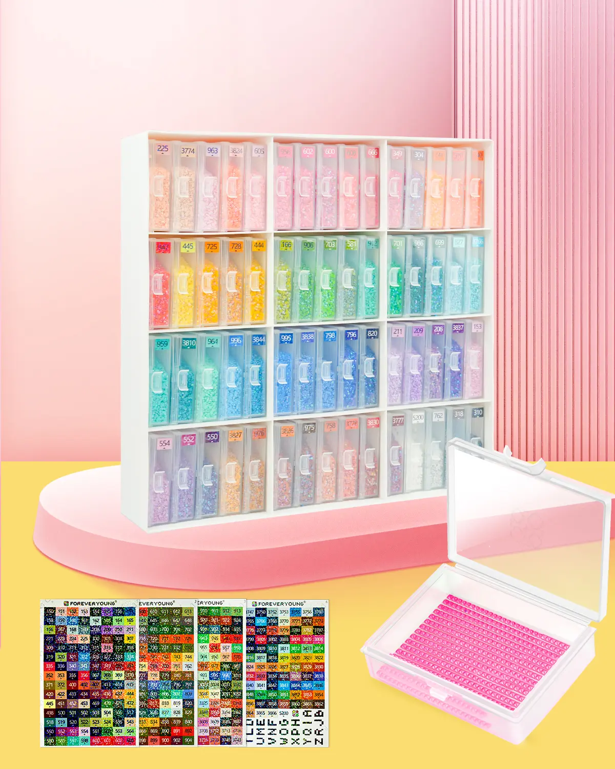 60pcs Plastic Rectangular Decorative Diamond Art Storage Containers, Trays & Stand-Up Display - Organized Handicraft Accessories for DIY Crafting, Needlework (Toys & Hobbies)