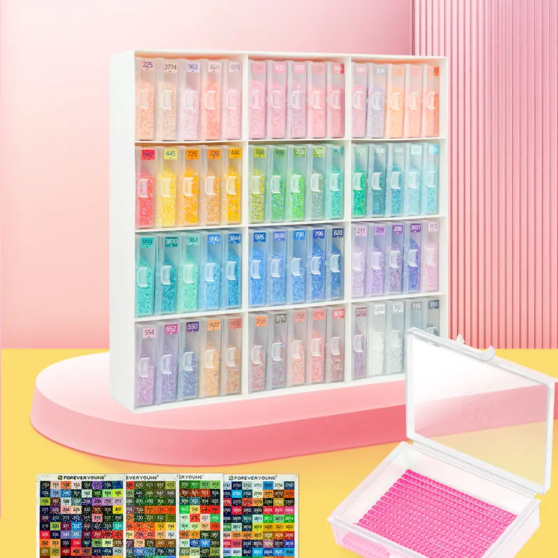 60pcs Plastic Rectangular Decorative Diamond Art Storage Containers, Trays & Stand-Up Display - Handicraft Accessory Organizer for DIY Crafting, Needlework (Toys & Hobbies)