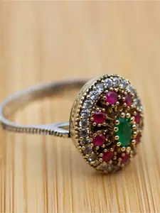 Vintage Elegant Unique Exquisite Boho Red Green White Cubic Zirconia Marquise Ring for Woman Daily Vacation Music Festival Anniversary Gift Couple's Gift,Christmas Day Gift for Her
