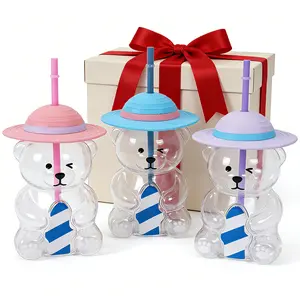 2026 New Adorable Teddy Bear Glass Straw Cup 20oz – Seasonal Coffee & Drink Cup, High Borosilicate Glass, Cute Daily Cup, Sweet Gift for Birthday & Valentine’s Day Tumbler for Smoothies Boba & Beverage Iced Coffee
