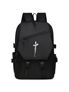 Minimalist Geometric Cross Print Backpack, Durable Fabric, Multi-Pocket Large Capacity, Casual Unisex Commuter Bag for All Seasons