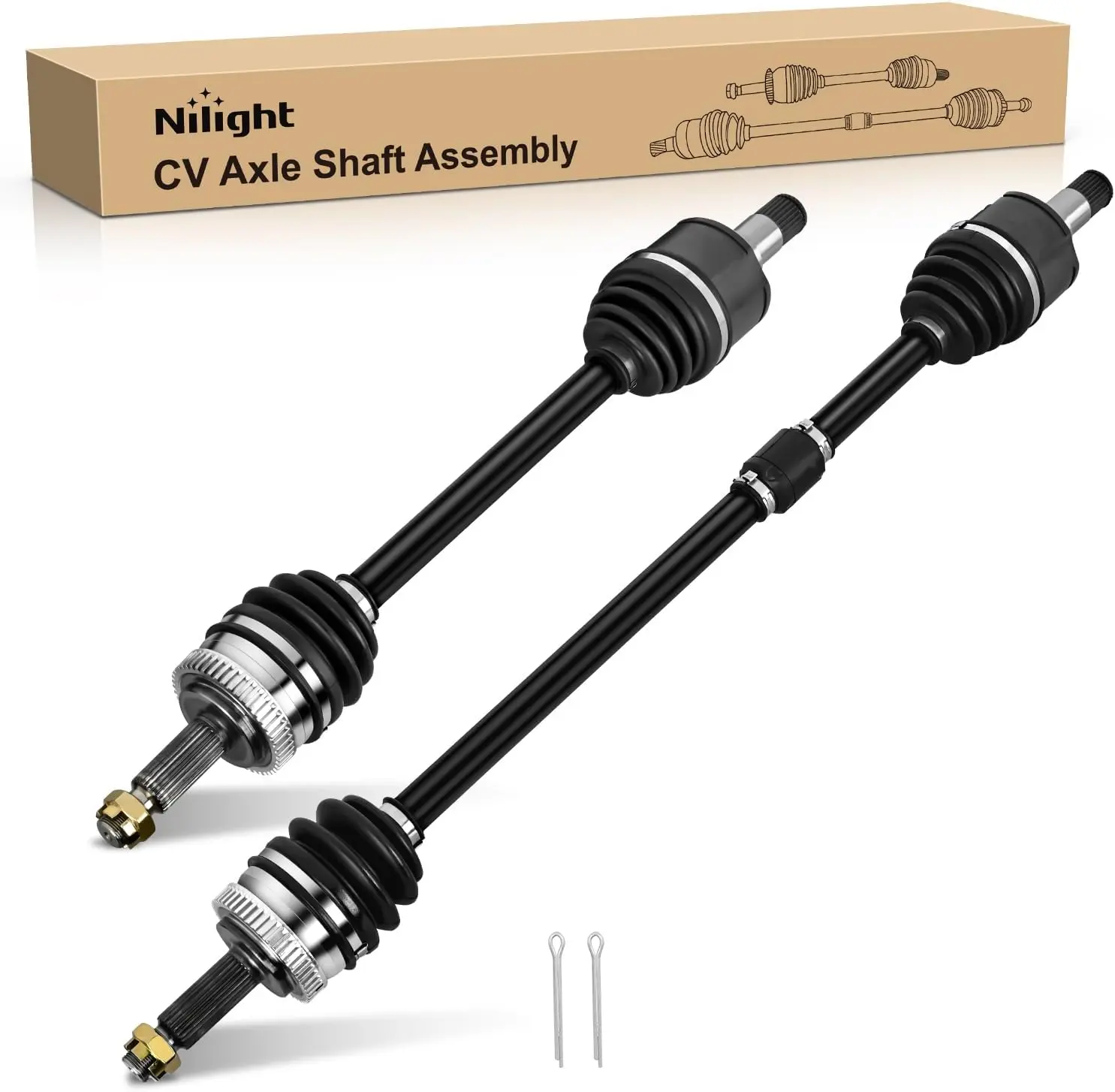 Nilight Pair Set CV Axle Shaft Assembly, 55#Steel 40° Twist Angle, Direct Fit for 2006-2013 Kia Carens III MPV 2.0, Front Wheel Driver & Passenger Side Replacement Half-Shaft (O.E. 495001d700) - Enhances Power Transfer & Smooth Drive