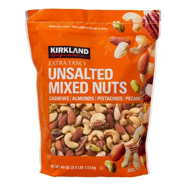 Kirkland Signature Extra Fancy Unsalted Mixed Nuts 2.5 lbs Cashews Almonds Pistachios Pecans Natural Snack