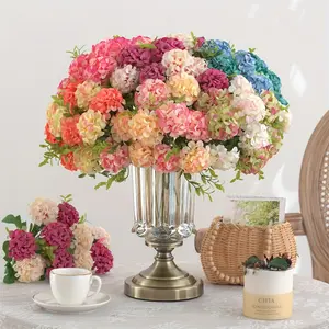 1 Bunch of 10 Heads Artificial Hydrangea Fake Bridal Bridesmaid Flower Bouquet for Wedding Party Home Decoration