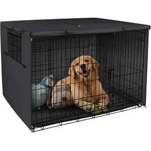 48 inches Dog Crate Cover Heavy Duty Polyester Pet Kennel Sunshade Universal Fit for Wire Cage (Black)