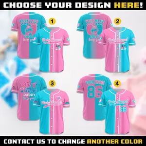 Personalized Gradient Baby Reveal Baseball Jersey for Adult Kid,  Custom Family Jersey Matching, Gender Reveal Outfit, Reveal Party Jersey