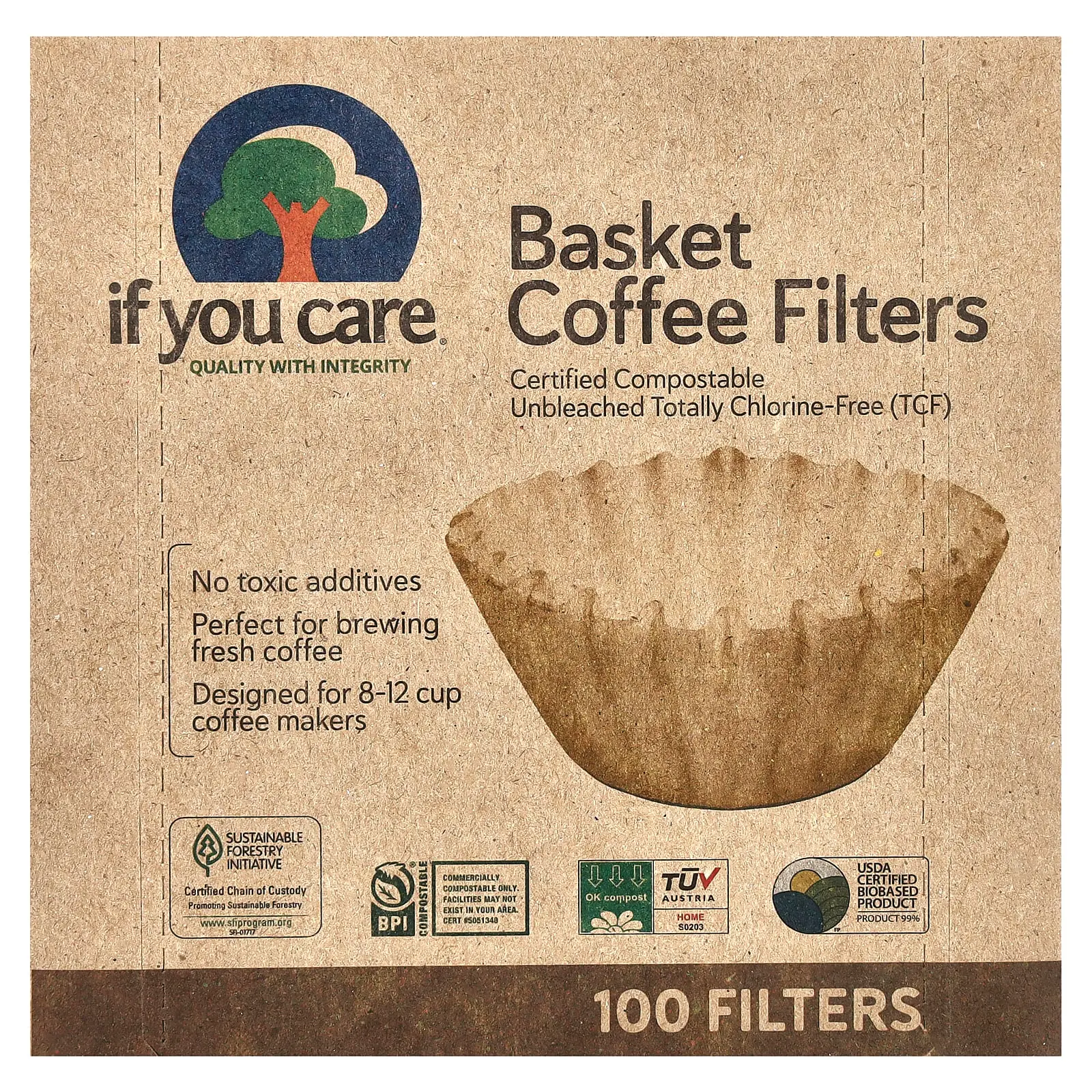 If You Care Basket Coffee Filters, 100 Filters If You Care Basket Coffee Filters, 100 Filters
