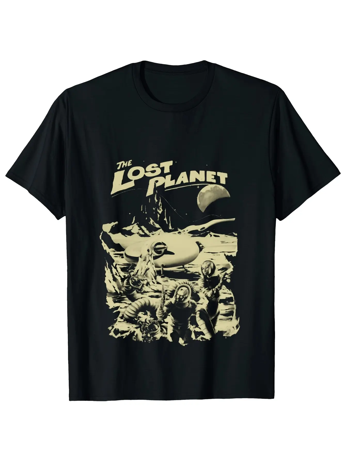 Men'S The Lost Planet Retro Sci Fi Graphic T-Shirt unisex soft cotton short sleeve t shirt, vintage graphic casual tee for men women teens, perfect birthday holiday gift for camping travel gym daily street  wear