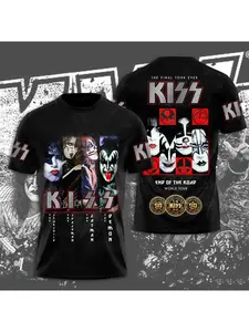 Rock Band Kiss T-shirts 3D Printing T Shirt Summer Men Women Funny Hip hop Short sleeve O-neck Tee Shirt Street Cosplay Clothing