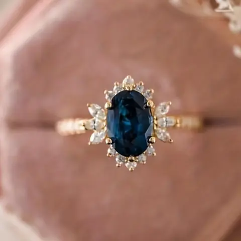 1pc Elegant Everyday Ring Inlaid Deep Blue Gemstone In Egg Shape Symbol Of Beauty And Nobility Perfect Anniversary/ Birthday Gift For Your Love Beautiful Rings