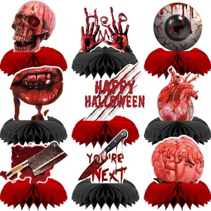 9pcs Halloween Table Centerpieces Decorations, Scary Bloody Corpse Halloween Table Toppers Home Office Haunted House Prank Ornament Halloween Party Decorations