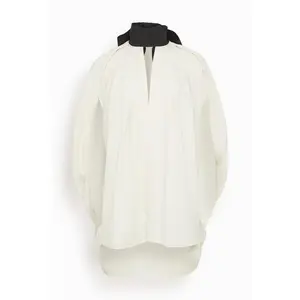 Knotted High Neck Crepe Top in Cream