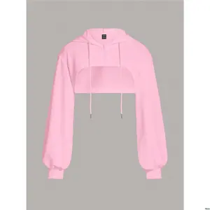 Casual EZwear tiktok Hooded Zipper Cropped Sweatshirt Pink
