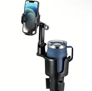 Cup Holder Phone Mount for Vehicles, Enhanced 2 in 1 Car Cup Phone Holder Expander with Adjustable Base, 360 Degree Rotation, Cup Phone Holder for Compatible with Iphone, Samsung & All Smartphones