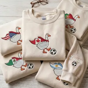 EMBROIDERED Silly Goose Soccer Sweatshirt, Goose WC Sweater, Custom National Flag Crewneck, Country Soccer Fan Shirt, Soccer 2026 Shirt