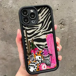 TPU Zebra Print Smartphone Cover - Cellphone Accessories with Vintage Cowboy Boots, Fun Dice Designs, Minimalist Handheld Gift for Friends, Device Protection Compatible with iPhone 17/17E,16/16E,15,14,13/13mini,12,11,X,XS,XS Max