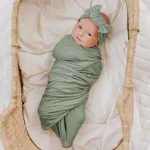 4-piece swaddle blanket and hat/headband/monthly card set for newborns, baby wraps, suitable for baby boys and girls, essential set, newborn gift babyswaddle  blanket