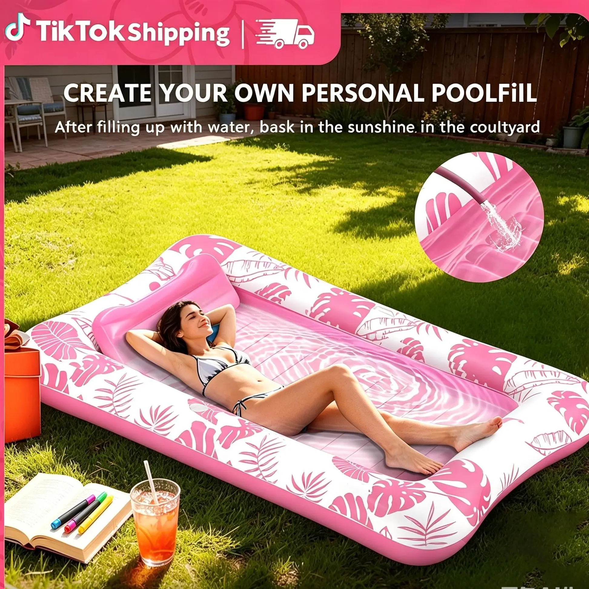 Rrtizan 83.5″ x 52.4″ Extra Large Inflatable Tanning Pool Lounge Float With Cup Holder,  Pool Floats Adult with Pillow, 4 in 1 Suntan Tub Raft Floatie, Sunbathing Bed Lounge for Water Blow Up Kids Ball Pit Party Gifts, inflatable Sofa Swimming Pool